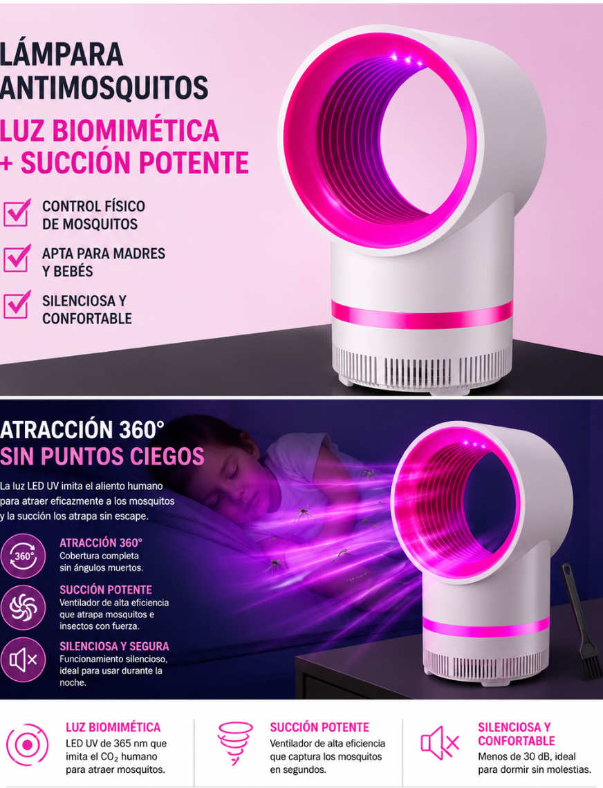 Lámpara Antimosquitos UV silenciosa